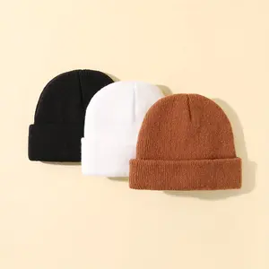 3pcs Combination Pack Solid Color Hat Suitable for Winter Warm baby hat for 0-3years