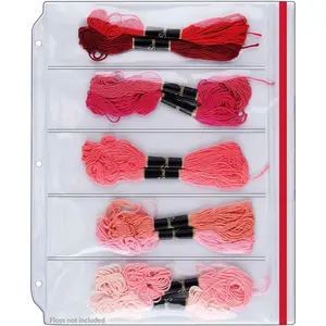 StoreSMART – Zipper Binder Page for Embroidery & Cross-Stitch Floss Thread Skeins, Holds 5 Skeins - 5-Pack - (DP600-5-FLOSS-5)