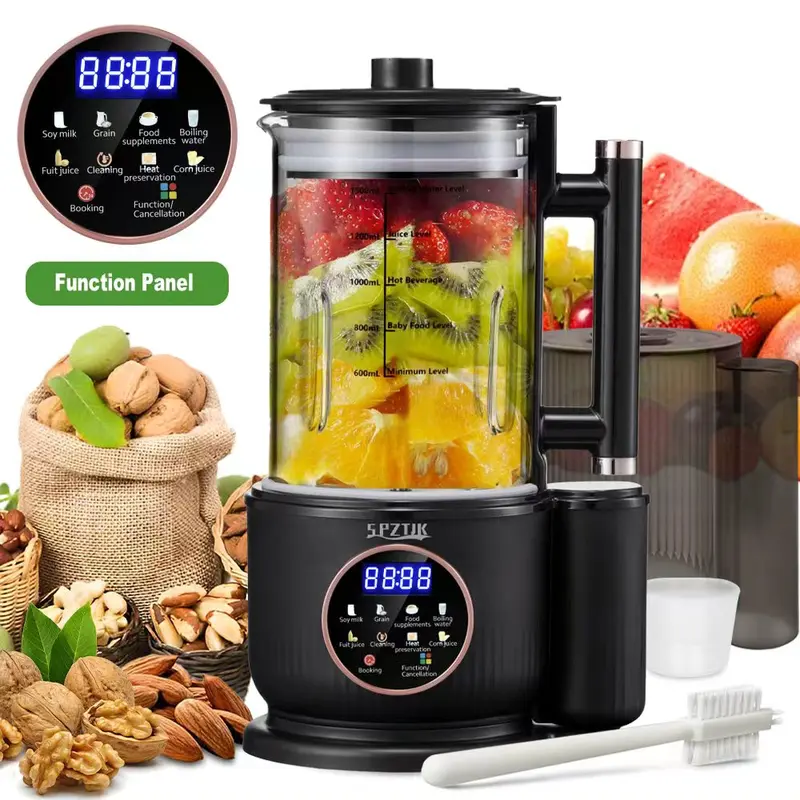Nut milk maker, 10-in-1 self-made automatic plant, Soy, Almond, Oat, Coconut Milk, etc., multi-functional / 12-hour timer/automatic cleaning/room temperature/heat preservation/boiling/room temperature/soundproof cover