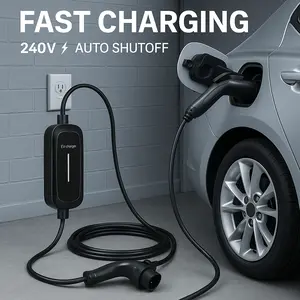 Level 2 EV Charger,Electric Vehicle Portable Charger with 16FT Cable, Home EV Charging Station for J1772 Electric Cars, 16Amp 240V, NEMA 6-20 Plug