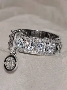 1 PC Elegant Cubic Zirconia Ring For Women For Wedding Engagement Party Jewelry Valentine's Day Gift Adjustable Rings