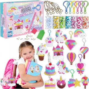 DIY Diamond Painting Keychain Set, Unicorn Ice Cream 3D Acrylic Base, Waterproof Mini Drill Bit Tool Kit, Personalized Bag Accessories, Trendy Cute Keychain