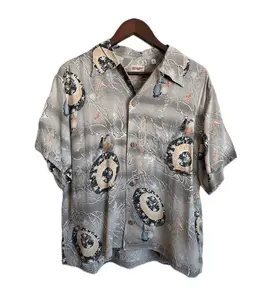 Japanese-Inspired Silk Hawaiian Shirt – Vintage Aloha Button Down for Men, Retro Island Style Summer Shirt