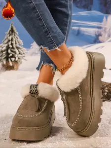 Women's Thick Side Strap Platform Shoes, Casual Slip On, Comfortable Fashion Design, Perfect for Daily Wear, Women's Trendy Footwear