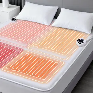 King Size Multi-Zone Electric Heated Mattress Pad Bed Warmer with Memory and Preheat Functions, 10 Heat Settings, Dual Controls for 1–12 hours, Auto Shut-Off, Illuminated Button