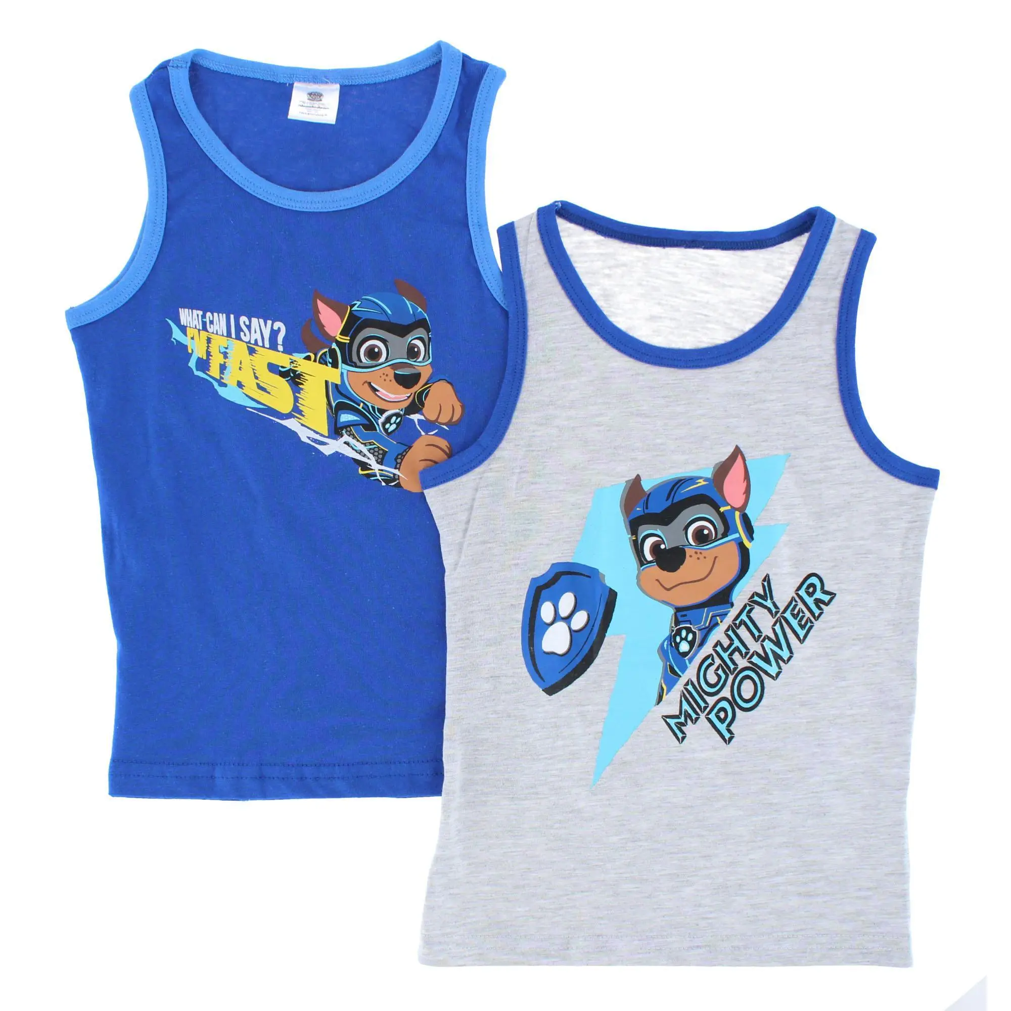 Textiel Trade Boys' Breathable Paw Patrol Chase Theme Singlet (2-Pack), Son's Undershirts with Front Graphic for Easy Move