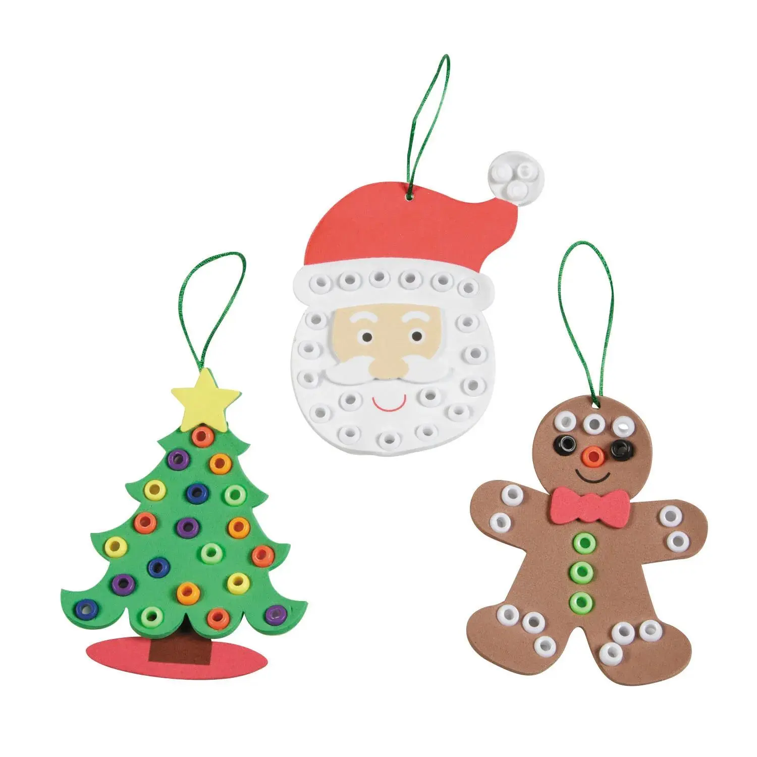 Satin & Plastic Christmas Holiday Ornament Craft Kit - 3.5"x4.25" Bead-Decorated, Hangable, Customizable, Makes 12, Indoor Home Festive Decor for Adults