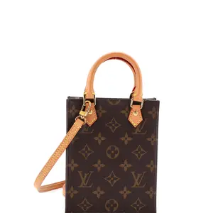 Pre-owned Louis Vuitton material Messenger Bags Petit Sac Plat Bag Monogram Canvas by Rebag