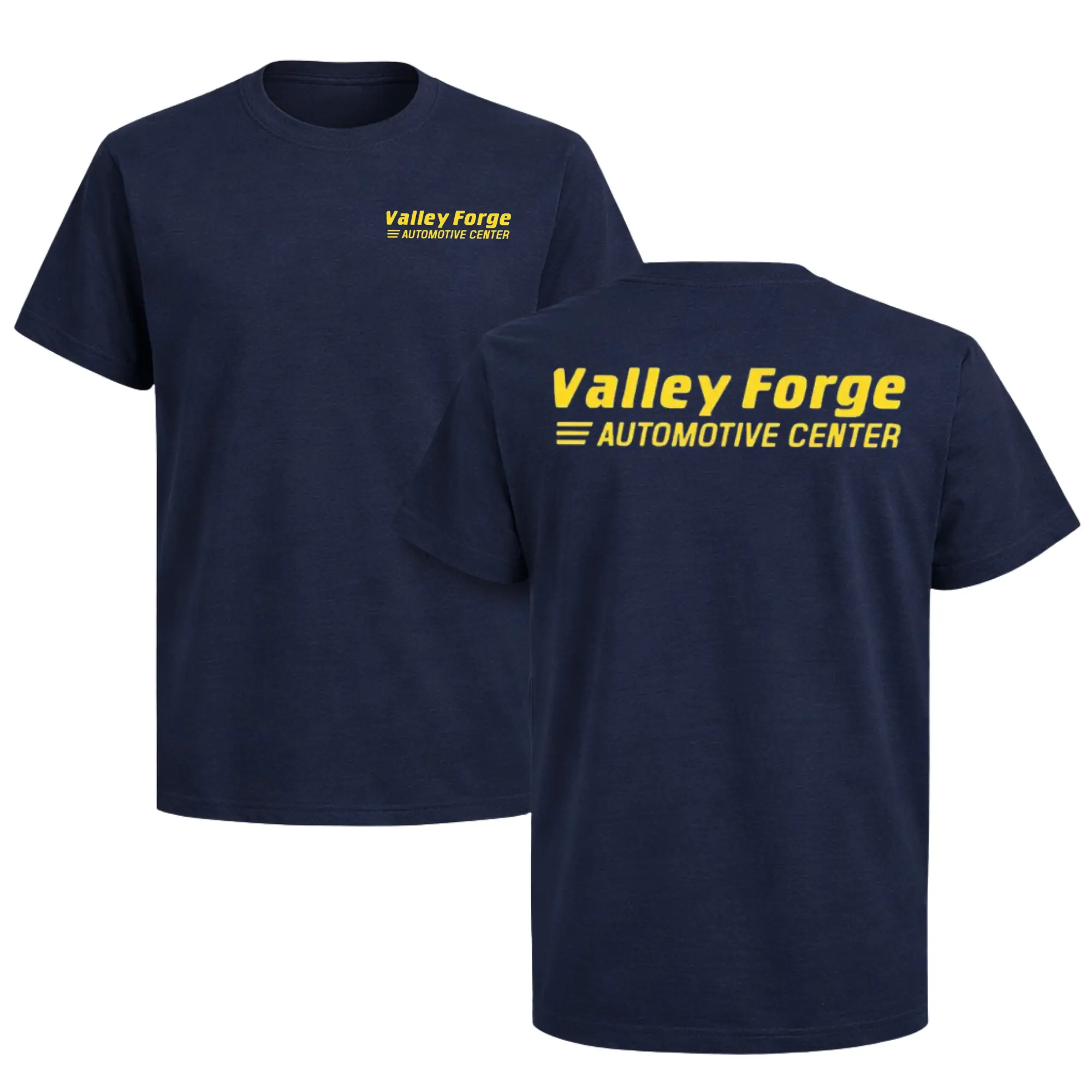 Valley Forge Automotive Center T-Shirt, Automotive Shop Logo Tee, Mechanic Garage Work Shirt, Front & Back Print Graphic Tee