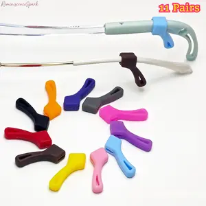 11 Pairs Silicone Eyeglass Ear Hooks, non-slip soft ear grips fit temple width from 3mm to10mm for adults & kids, prevent glasses slipping during daily wear, sports and outdoor activities.