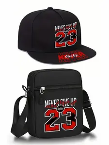 Unisex Graphic Print Baseball Cap & Crossbody Bag Set, Adjustable Street Style Hat & Shoulder Bag, Perfect for Work Commute, School, Outdoor Sports, Travel