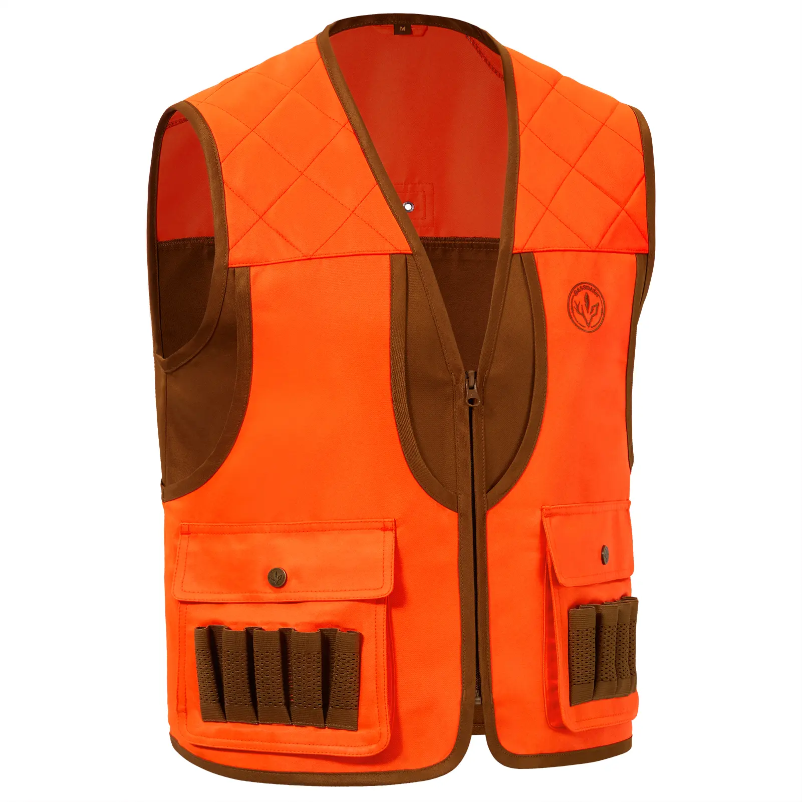BASSDASH Youth Upland Hunting Safety Vest High Visibility Blaze Orange/Brown Water Resistant FV17