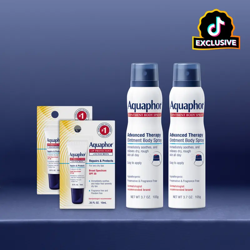 Aquaphor Summer Body Care Selfcare Bundle Set - 3.7 fl oz (105g) Ointment, Body Spray, Lip Repair SPF 30 Moisturizer - Moisturizing, Bisabolol-Infused, Radiant Skin Soother - Dermatologist-Recommended for All Skin Types, Beach Days