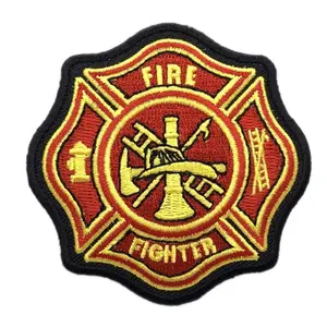 Firefighter Axe Ladder Embroidered Patch [3.0 X 3.0 inch -Hook Fastener-FP5]