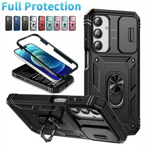 Full Protector Armor Shockproof Case For Samsung Galaxy A06 A16 A26 A36 A56 A55 A35 A25 A15 5G 4G Slide Camera Ring Stand Cover
