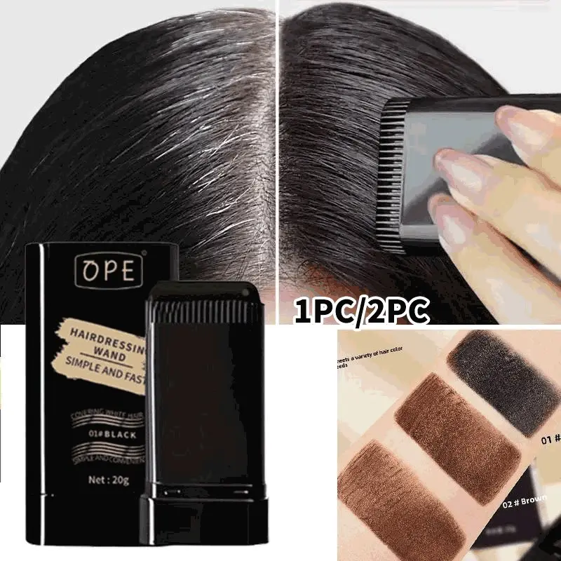 Portable Hair Dye Stick with Brush, 3-Color Long-Lasting Root Touch-Up and Hair Coloring Tool, Natural Non-Fading Formula Quickly Covers White Hair, Covers Grey Hair, Styling Tool