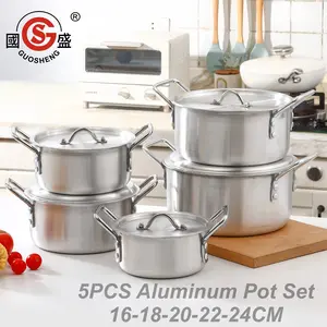 Factory Wholesale Classic 5pcs  Aluminum Alloy Panelas Cookware Set 16cm 18cm 20cm 22cm 24cm Kitchen Cooking Pot Casserole