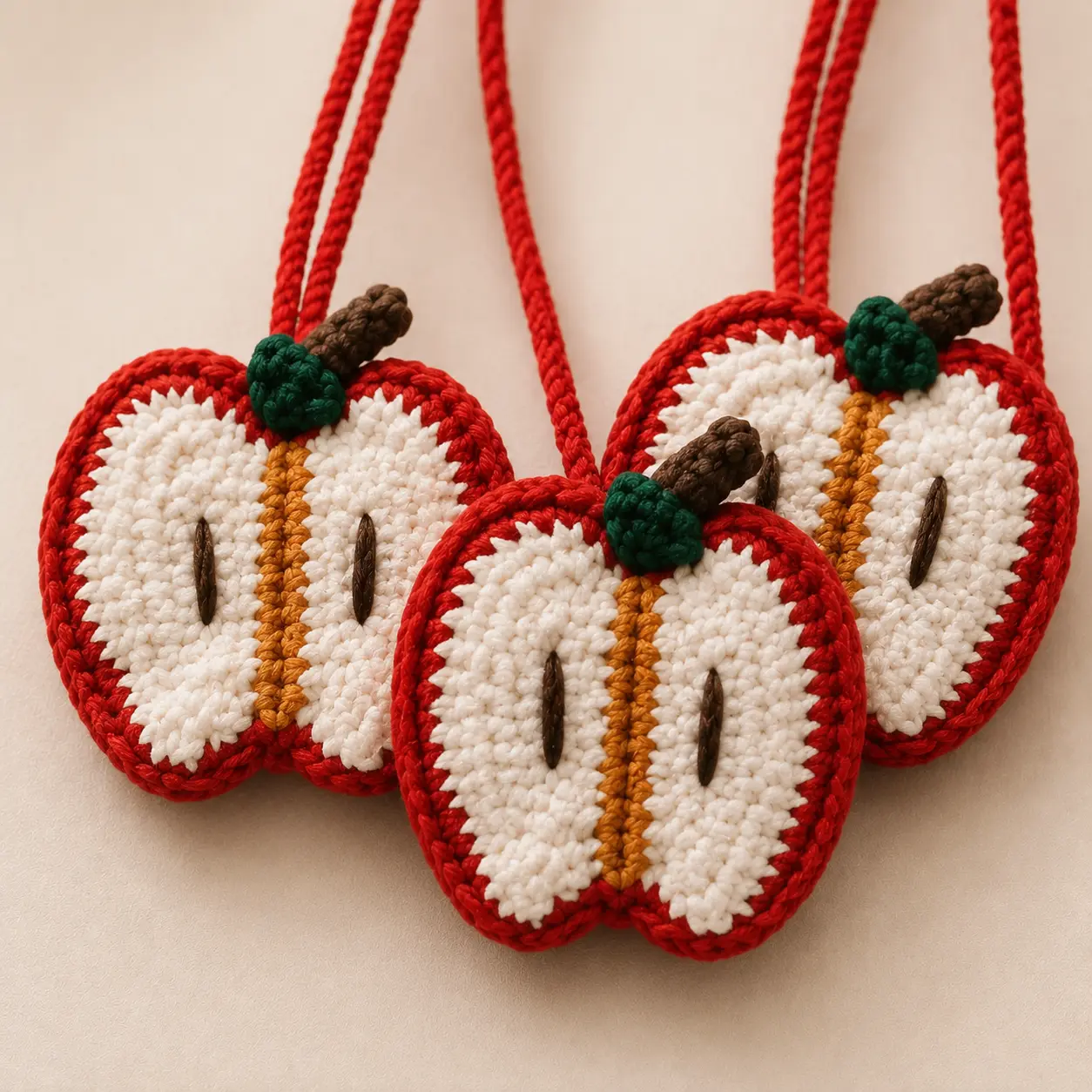 Women's Handmade Crochet Apple Crossbody Bag, Cute Cottagecore Mini Shoulder Purse, Kawaii Fruit Phone Bag for Girls