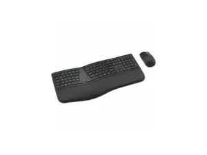 Kensington Pro Fit Ergo KM680 EQ Rechargeable Desktop Set - USB Type A Wireless Bluetooth/RF 5.4 2.40 GHz Keyboard - Black - USB Type A Wireless Bluetooth/RF Mouse - Optical - 2400 dpi - 6 Button - Bl