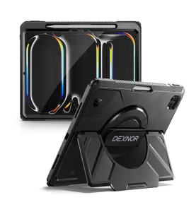 Dexnor for iPad Pro 13 inch Case M5 2025/M4 2024, Rugged Protective Case with 360° Rotating Hand Strap & Large Steady Stand & Screen Protector & Pencil Holder Shockproof Full-Body Bumper Cover