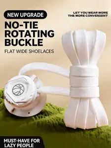 Rotating Button Lazy Shoe Laces No Tie Fixed Device Unisex Sports Casual Flat Wide Shoelaces Rope Buckle, Easy Wear Shoe Straps