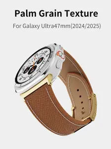 CRAZYGRASS Magnetic Leather PalmarCrease Bands Suitable For Galaxy Watch Ultra 47mm 2024/2025 Watch Band for Men Smartwatch Unbreakable Status Elevating Gift Rugged Texture Accessory [WATCH NOT INCLUDED] Wearable Watch Strap Smart Watch Accessories