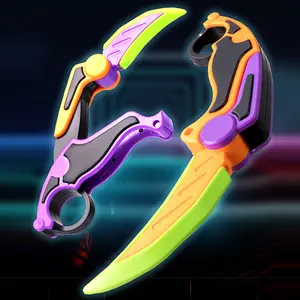 1/2PCS Stress Relief Toys 3D Printed Gravity Butterflys Knife Sensory Fidget Toy Foldable Pocket Knife Carrot Design Gift Idea