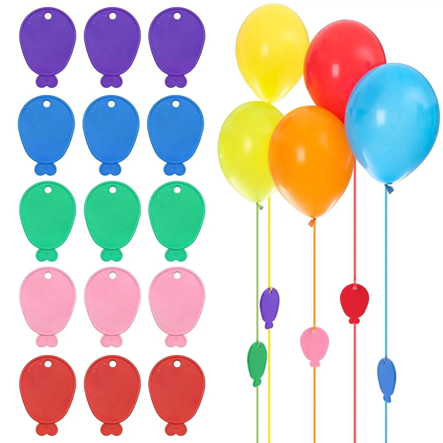 15 Pcs Colorful Plastic Balloon Weights, Helium Balloon Weights For Weddings, Birthdays, Parties, Decorations (5 Colors)