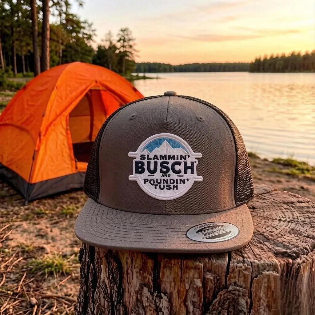 Slammin Busch Poundin Tush Hat Funny Trucker Hat for Men Country Concert Hat Beer Drinking Hat Flat Bill Snapback Fishing Hat Lake Life Hat Bachelor Party Gift