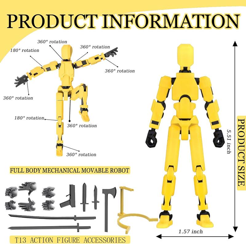 [2025 Upgrade] [Assembly Required] 3Pcs Dummy 13 Action Figures with Magnetic Suction Function, Lucky Titan 13 Action Figures, Multi-Jointed Movable，with 3 Hand-Shapes, 7 Weapons, Brackets Play Options Display