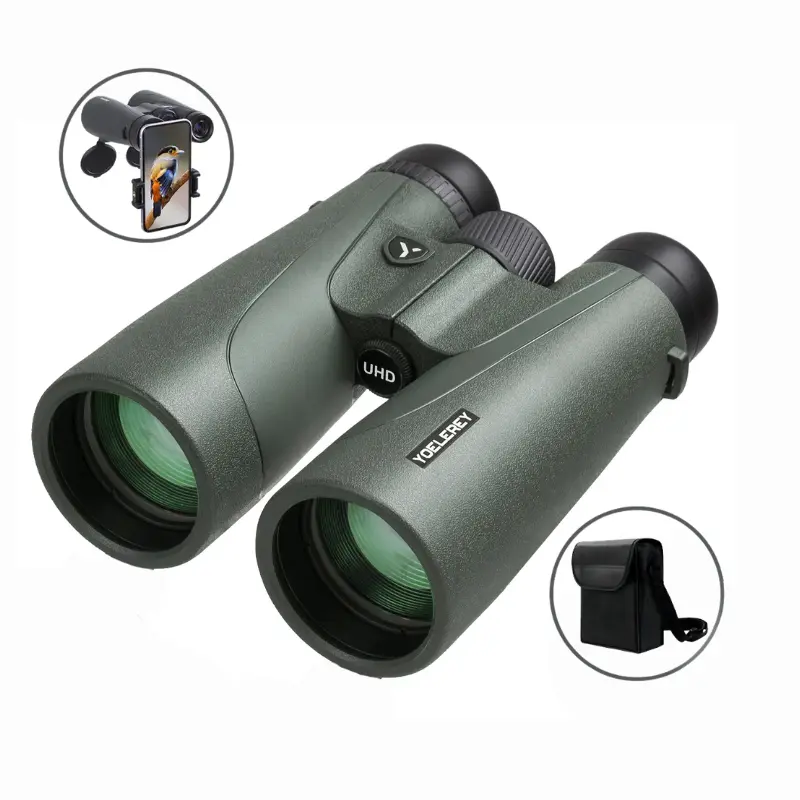 High Powered 15x52 UHD Binoculars for Bird Watching, Long Range Telescopes with Phone Adapter for Adults, Low Light Waterproof Binoculars, Essentials for Camping Travel Beach Gear