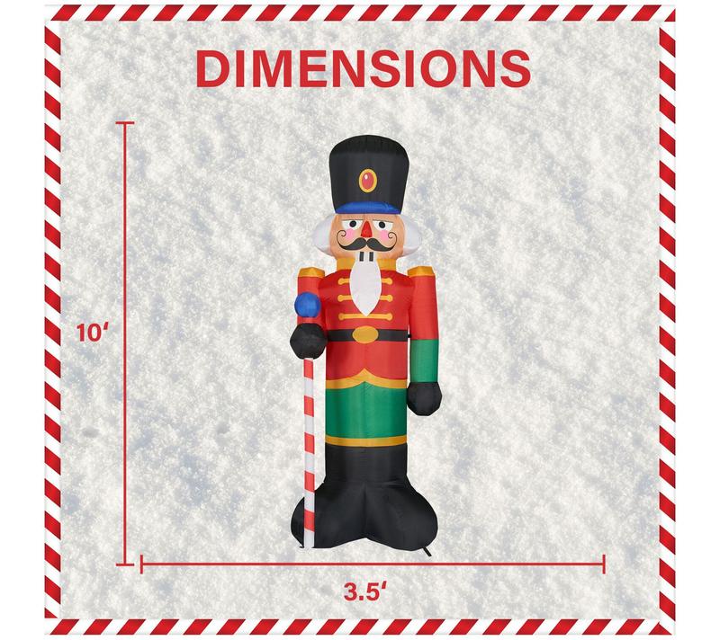 Fraser Hill Farm 10-Ft. Tall Traditional Nutcraker, Outdoor B