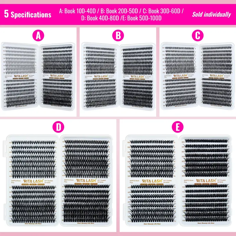 Individual False Eyelashes, Cosmetic False Lashes, Volumized False Eyelashes, Diy Fluffy Cluster Lashes, 640pcs/box Natural Look Eyelash Extensions, Self Grafting Curly False Eyelashes, Mega Volume Self Adhesive Eyelash, Eyelash Set