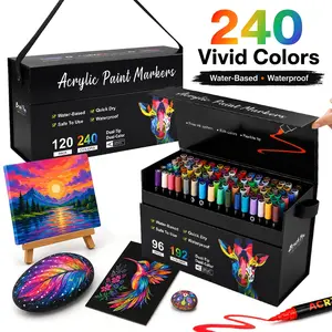 192/240 Color Dual-Ended Acrylic Markers, Soft Tip Painting Pens, DIY Hand Drawn Graffiti Watercolor Brushes, Art Supplies Set