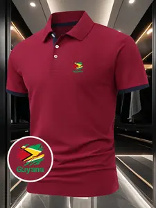 Guyana National Flag Print Men's Polo Shirt - Stylish & Versatile, Comfortable & Breathable Fabric, Ideal for Summer Outdoor Sports & Daily Wear, New Style Casual Sports Collared Shirt