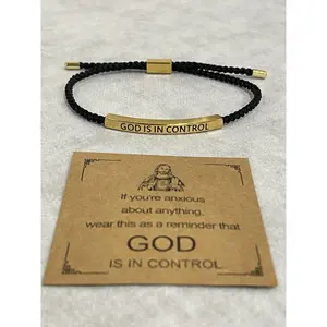 GOD IS IN CONTROL”/“DIOS TIENE EL CONTROL” - High-end artistic carving, stainless steel plated with 18K gold, adjustable up to 10 inches, a jewelry piece with deep meaning and pleasing aesthetics, in English and Spanish, Christmas gift