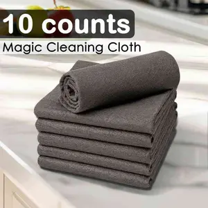 Magic Cleaning Cloth 10 Counts, Thickened Microfiber, Streak Free Reusable Multipurpose Cleaning Cloths for Glass, Kitchen, Vehicle & Windows