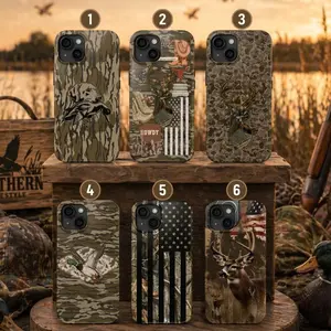 Hunting Camo iPhone Case, Deer & Duck Hunting Phone Case, Realtree Style Camo Cover, Buck Deer Hunter Gift, Waterfowl Hunting Case, Rugged Protective Case for iPhone