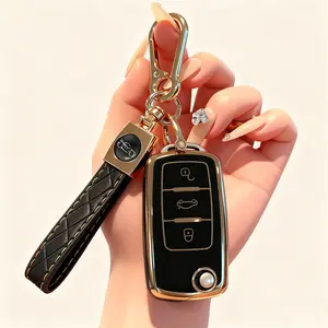 Key Fob Cover Compatible with 2006-2015 VW Volkswagen Beetle CC Eos GTI Golf Jetta Passat Rabbit Tiguan Touareg NBG735868T HLO1J0959753AM HLO1J0959753DC NBG0100180T