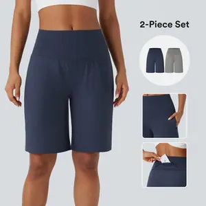 Halara 2-Piece SoftlyZero Airy High Waisted Pockets Cool Touch Yoga Bermuda Shorts Set