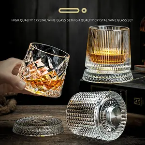 360° Rotating Whisky Glass with Rotating Base | Ice Crystal Glass for Scotch Whisky, Bourbon, Brandy | Relaxing and Decompression Glass | Reusable Gift for Men, Women, Home Bars, and All Occasions | Whiskey Glass Gift | (Hand Wash Only)