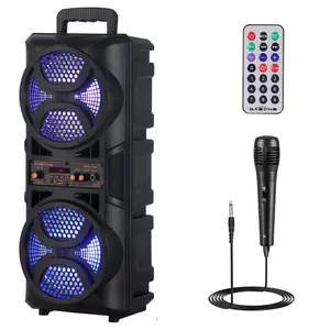 Dual 6.5" Woofer Portable Bluetooth Party Speaker Rechargeable Loud Speaker With Microphone Karaoke Machine