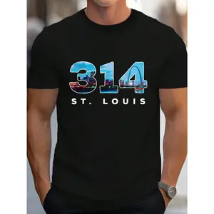 100% Cotton 314 STL Pride St. Louis Area Code T-Shirt Women's Men's Graphic Tee Crew Neck summer vacation Tops