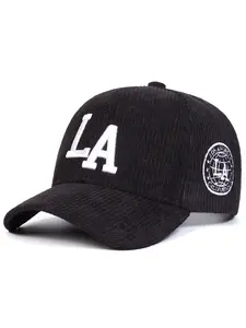 Unisex Corduroy La Baseball Cap, Adjustable Outdoor Sun Protection, Casual Fitted Design for Spring & Fall Travel, Quality Caps