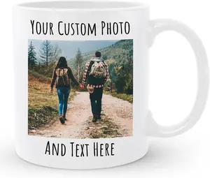 Personalized Coffee Mug, Custom Picture Text or Logo Ceramic Mug, Customized Gift for Men & Women, Taza Personalizada with Photo and Words, Customizable 11 Oz Tea Cup | White