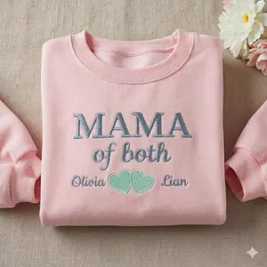 Mama of Both Embroidered Sweatshirt – Personalized Kids Names Mom Gift