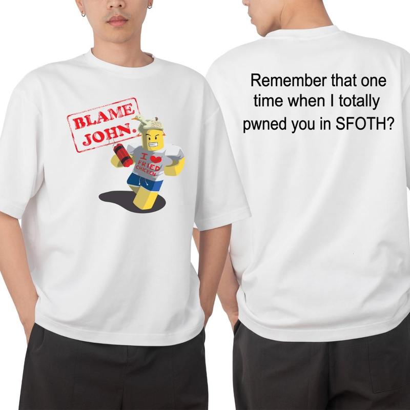 [Sale Up To 50%] [100% Cotton] Shedletsky Blame John Shirt Roblox Gift for Men Gift for her Unisex Daily T-Shirt