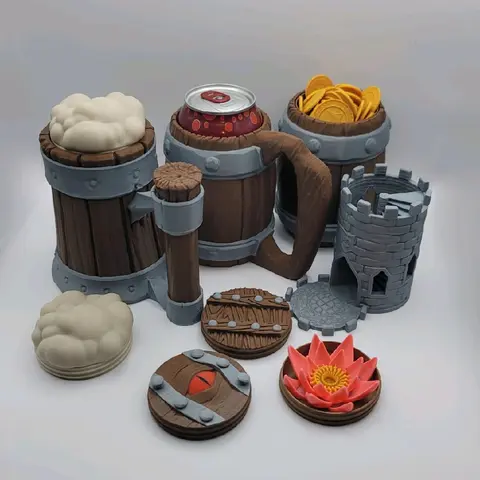 12oz Tavern Mug Themed Can Cooler TTRPG Kit Drink Protectors Plastic