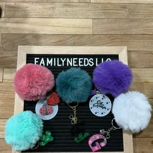 Personalized Keychain with Pompom & Charms