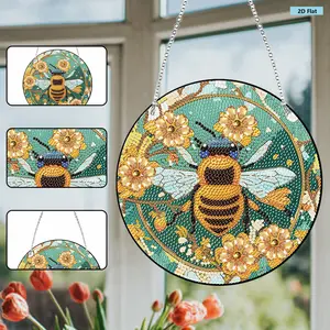 Acrylic Suncatcher 2D Flat DIY Rhinestone Diamond Art Window Pendants Diamond Painting Set Hanging Diamond Art Kits Single-Sided Drill Diamond Art Pendant Window Hanging Art for Home Decor